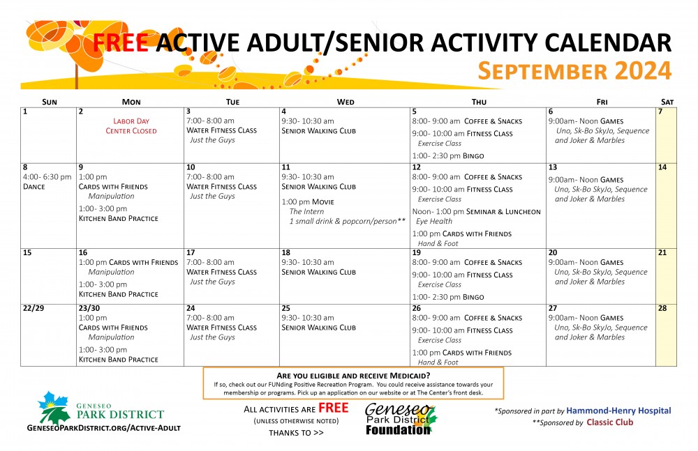 Active Adult Calendar