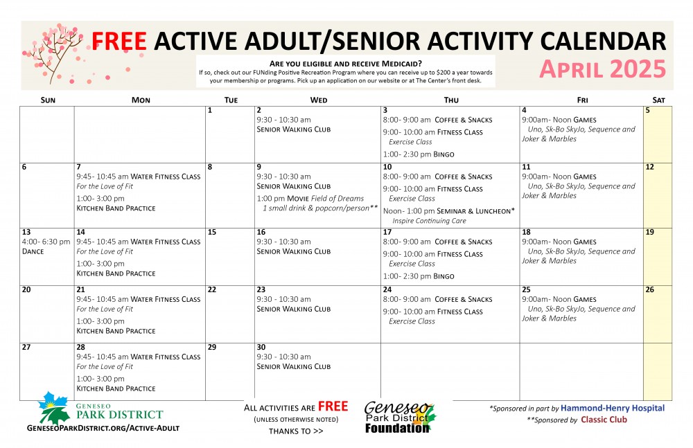 Active Adult Calendar