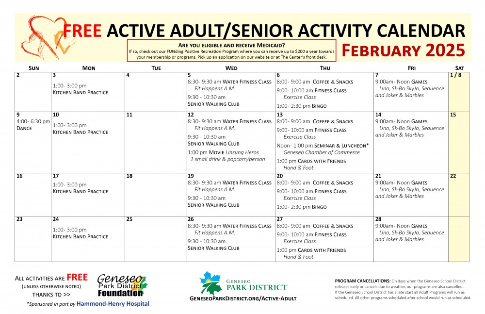 active adult calendar